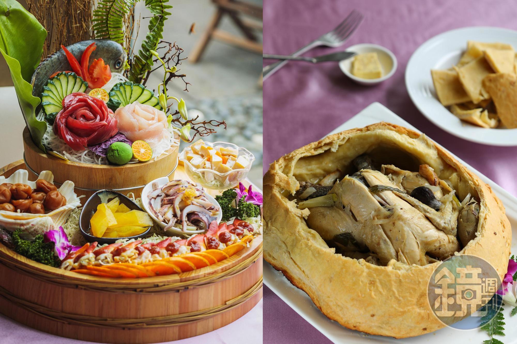 除了微酵廚房的料理體驗，「藏酒酒莊」餐廳也提供無菜單料理，像是「藏酒麵包雞」與「藏酒山海拼盤」都是招牌菜色，能夠品嘗到融入宜蘭與酒莊特有的食材。（無菜單料理，600元起／人）