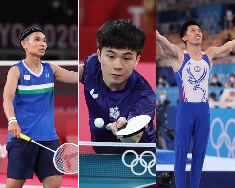 從左至右，台灣選手戴資穎、林昀儒、李智凱。（左/中/右/皆為體育署提供）