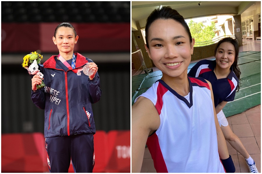 戴家姊妹戴靖潔（右圖後）和戴資穎（左圖、右圖前）在紀實片中展現好感情。（體育署提供、翻攝自戴靖潔IG）