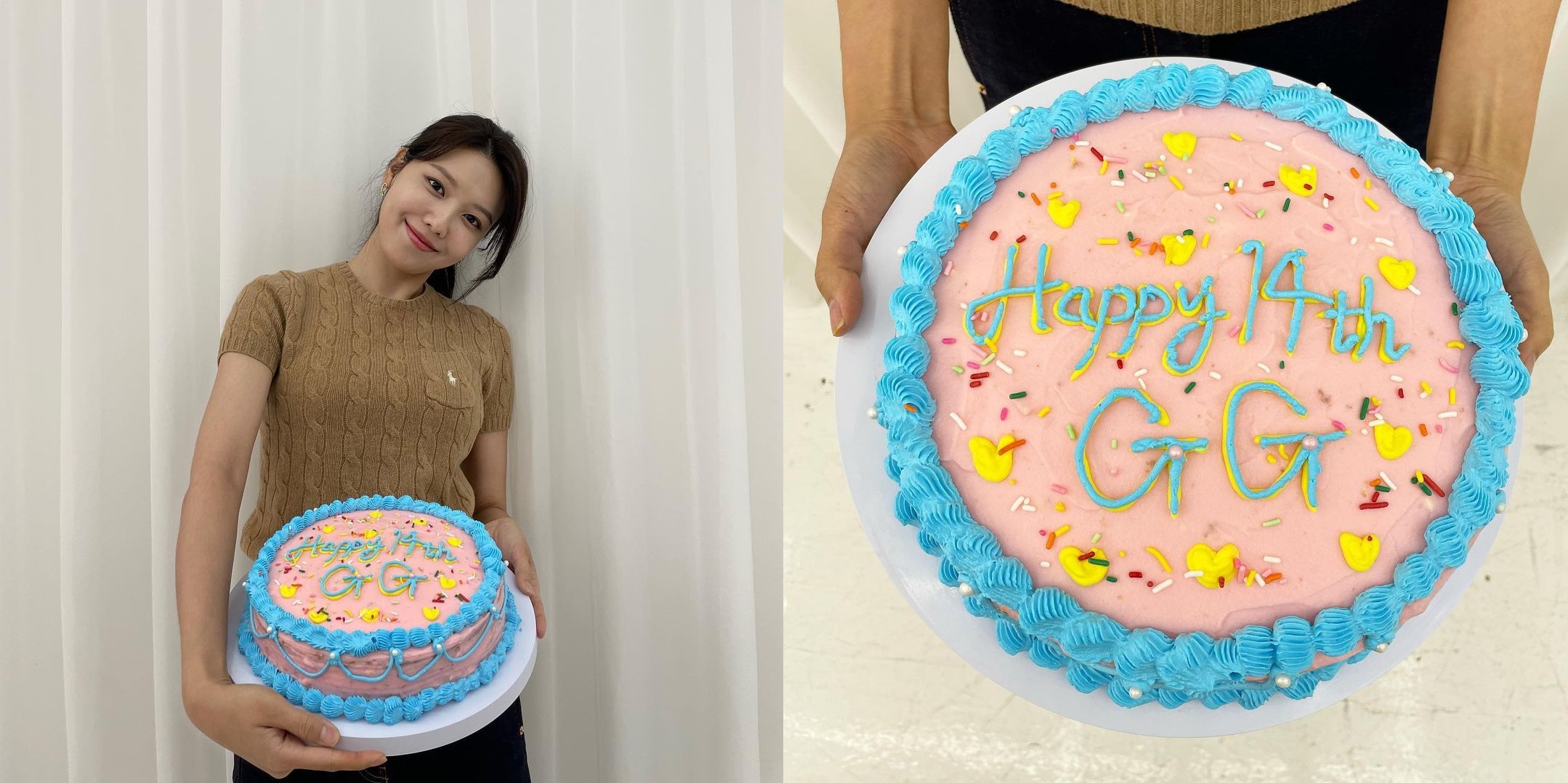 秀英親手製作少女時代14歲生日蛋糕，慶祝出道日。（翻攝自秀英Instagram）