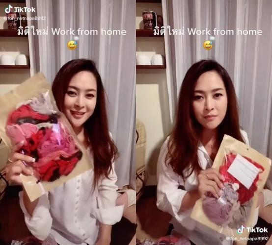 鳳在直播中強調內褲都是「自產自銷」,絕對不是別人的。(翻攝自fon_netnapa8992 TikTok)
