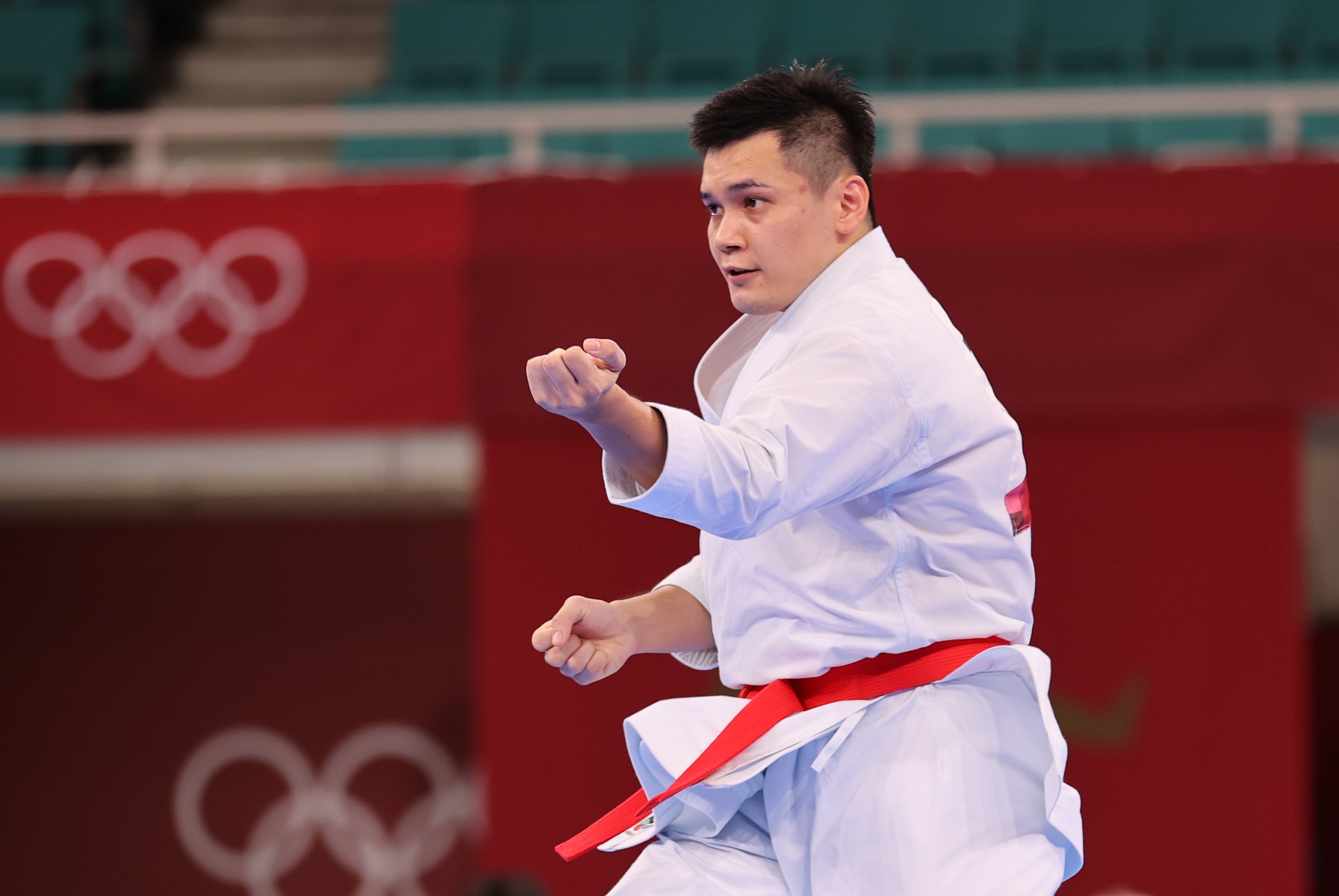 初登奧運的空手道好手王翌達，在第一套型拿下25分，目前分組第5。（體育署提供）