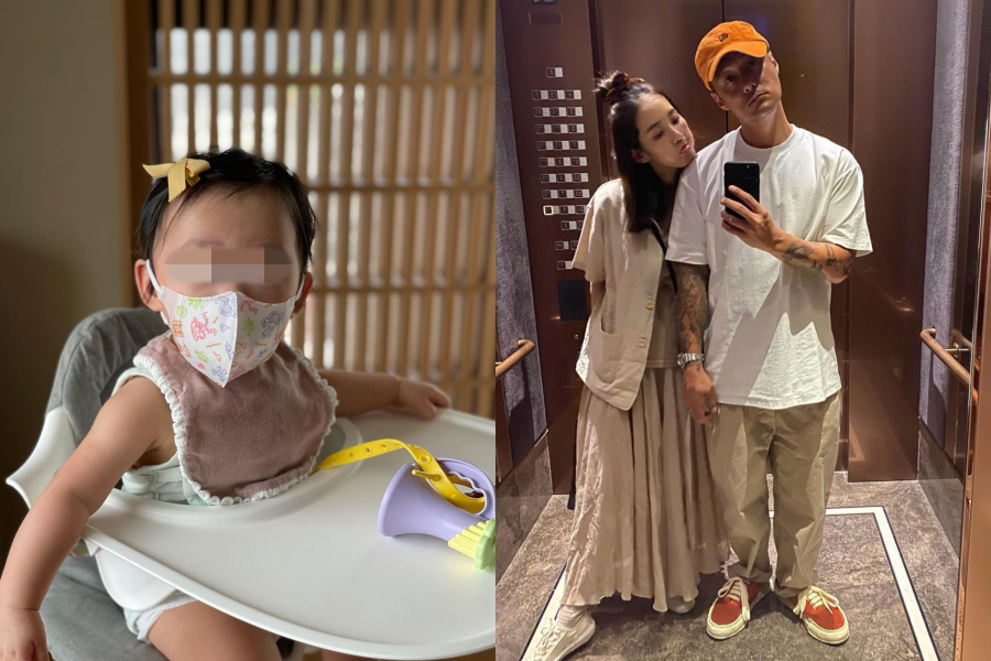  余文樂（右圖右）罕見PO出女兒（左圖）正面照，回想當時早產的女兒，住院3個月才出院，如今能健康快樂成長，令他有感而發。（翻攝自余文樂IG）