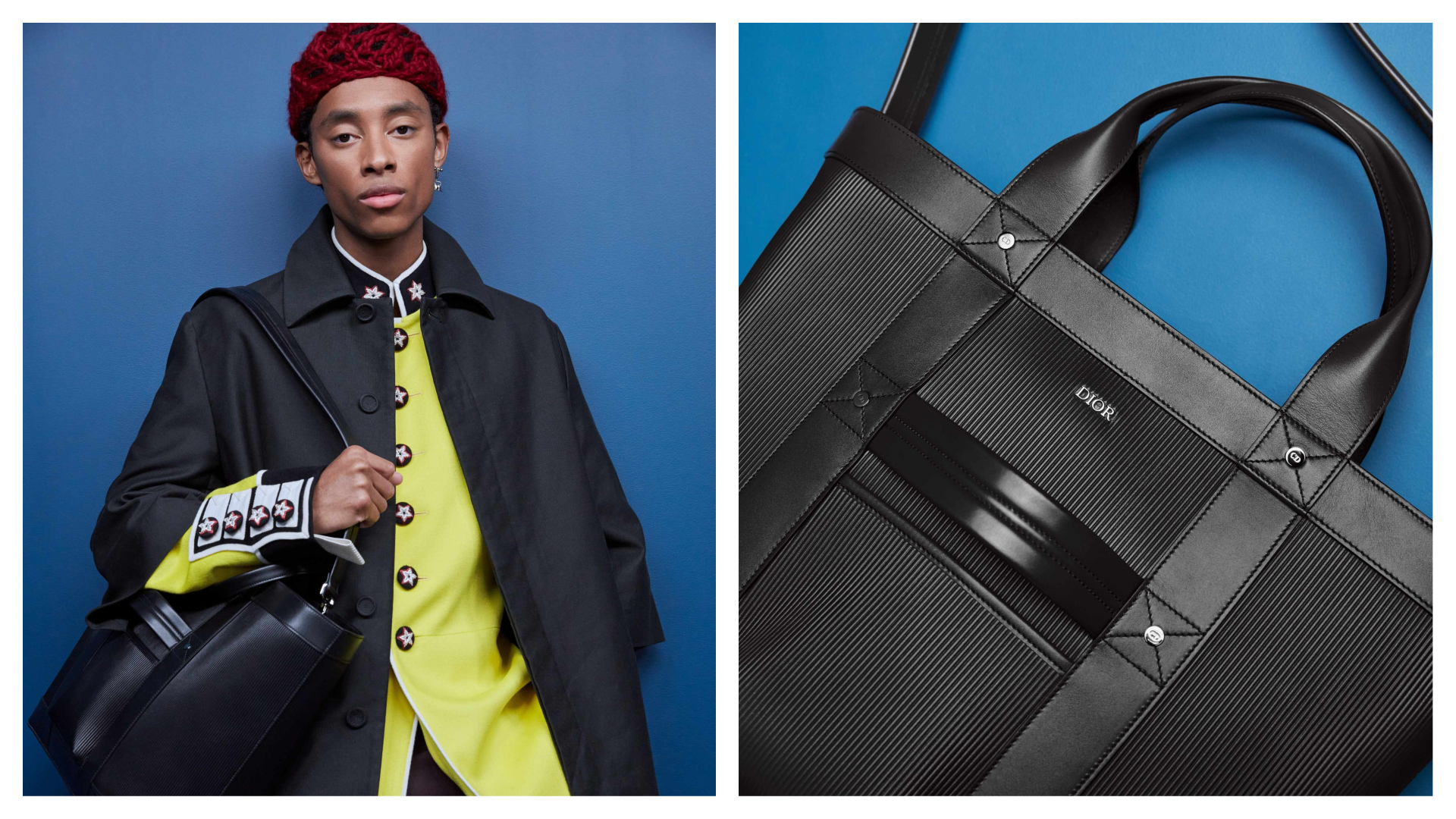 DIOR幫各位潮爸準備好父親節禮物，上班可用的拖特包，或是休閒的棒球帽都有。 WWDIOR黑色燈心絨紋皮革托特包 NTD100,000 DIOR。（DIOR提供）