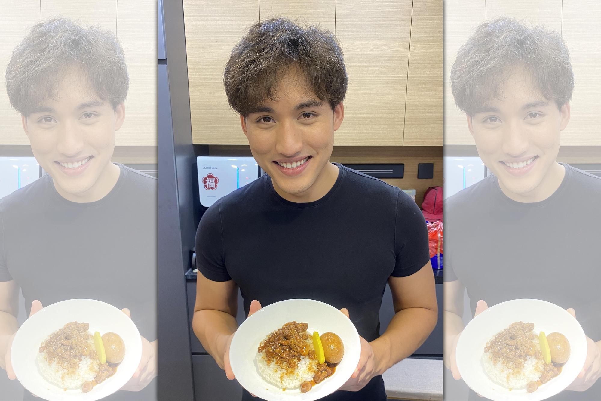 李俊緯在生日前夕自製「滷肉飯」，取代「蛋糕」來解饞。（李俊緯提供）