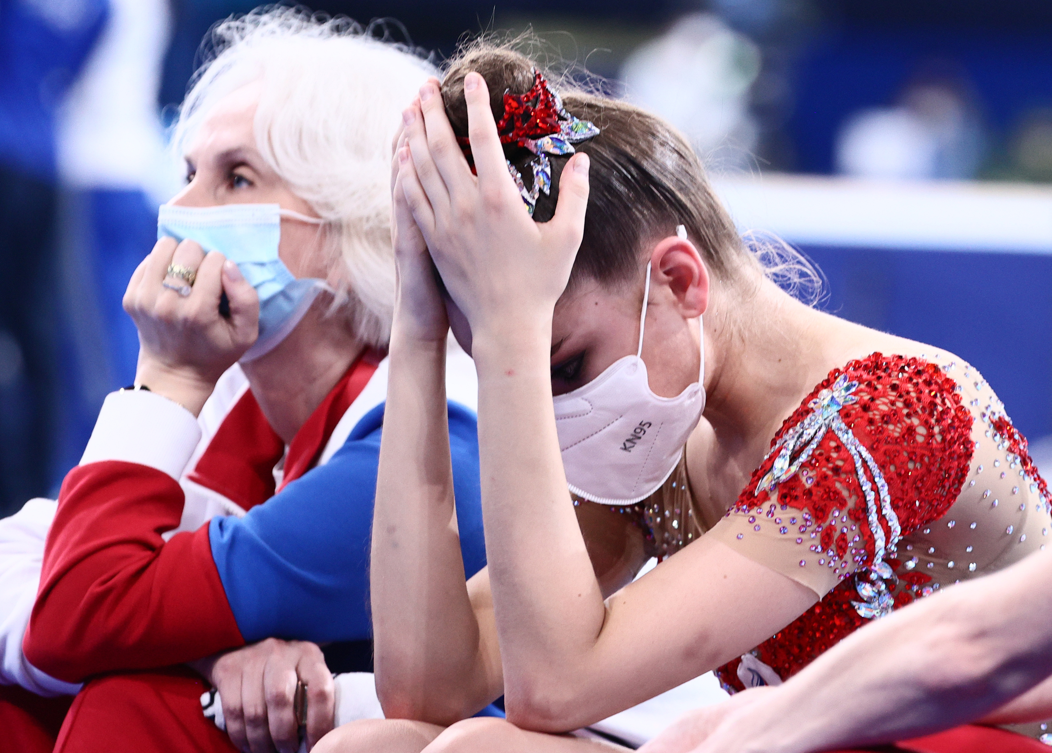 雙胞胎妹妹黛娜（圖）以0.15分之差敗給以色列選手阿什拉姆，當場痛哭。（東方IC）