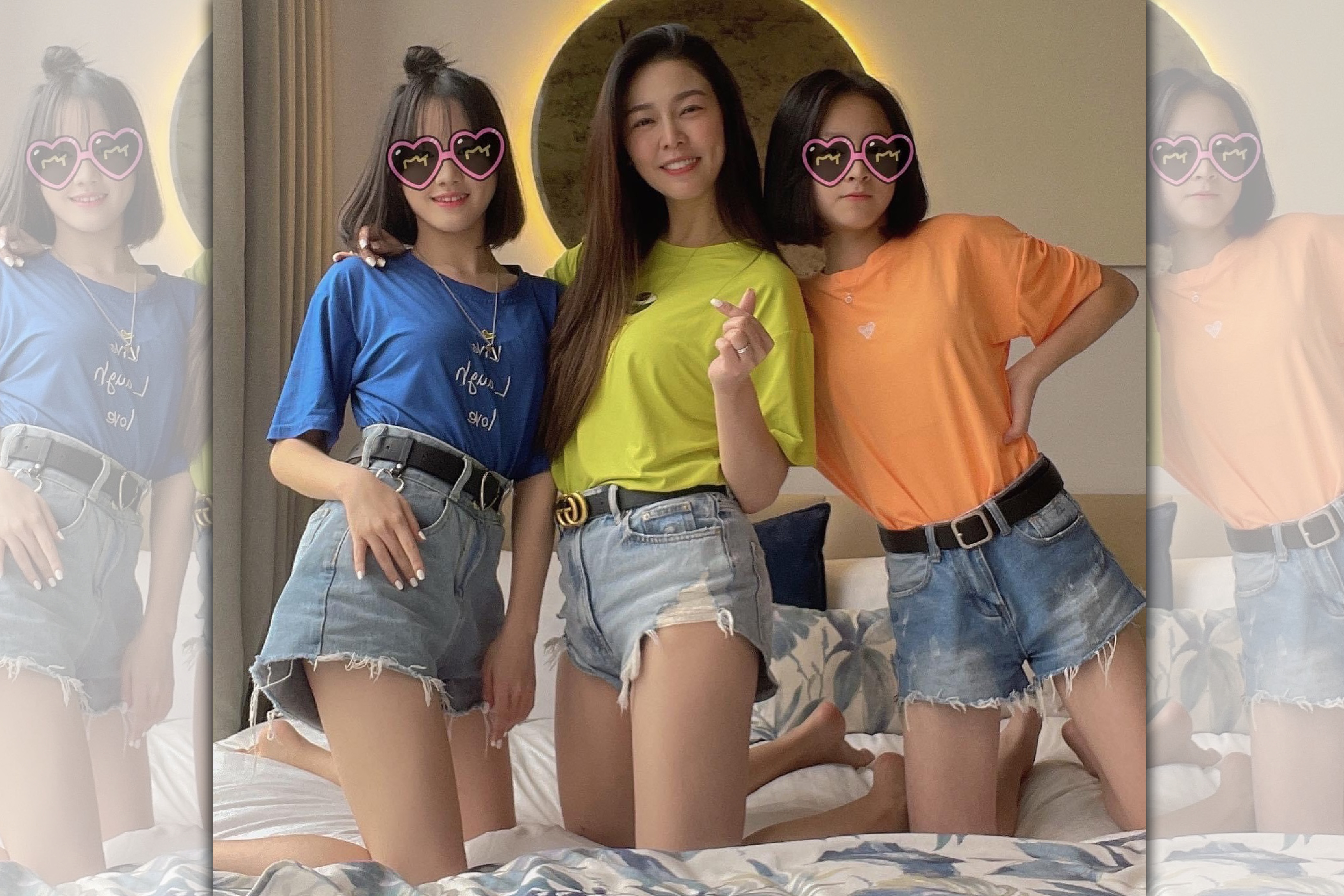 白家綺與兩個女兒合影宛如3姐妹。（翻攝自白家綺臉書）