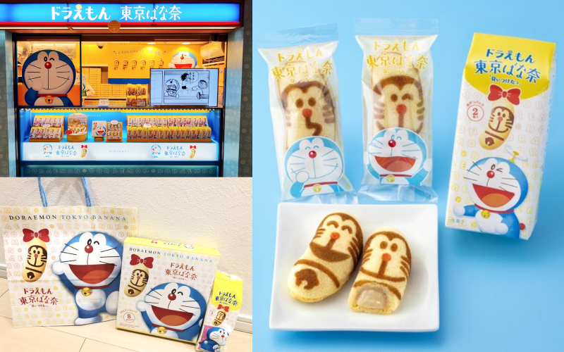 本月新開賣的「東京芭娜娜（東京ばな奈）哆啦A夢聯名限定版」，以及「JR東京站」開幕的主題專賣店，推特上有許多網友搶先開箱。（圖片翻攝推特@tokyobanana1991／@taka_199／@akina2112）