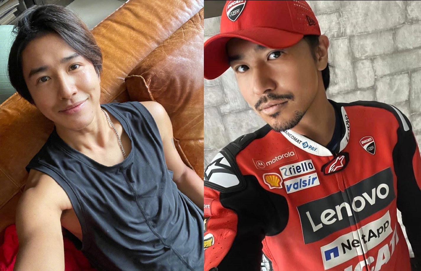 歐弟發文附圖，抒發父親節的感想，也被挖出婚變之前的暴瘦照片（左）。（翻攝歐弟微博、IG）