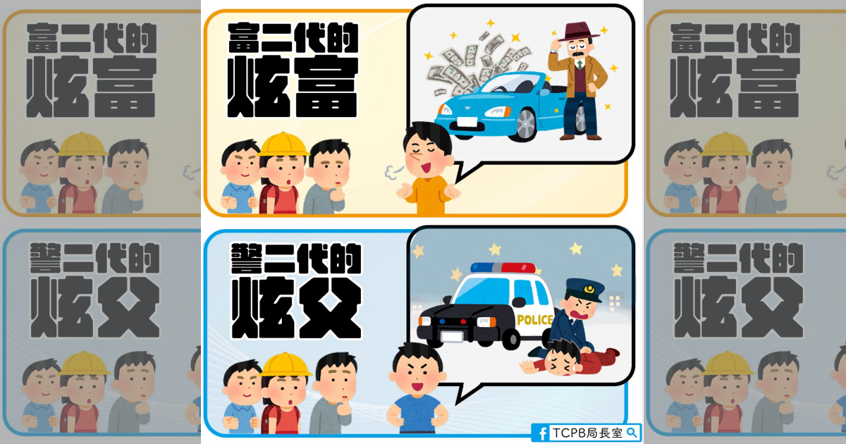 台中市警察局的「炫父」貼文,讓網友聯想到去年南投發生的性侵案。(翻攝自TCPB 局長室臉書)