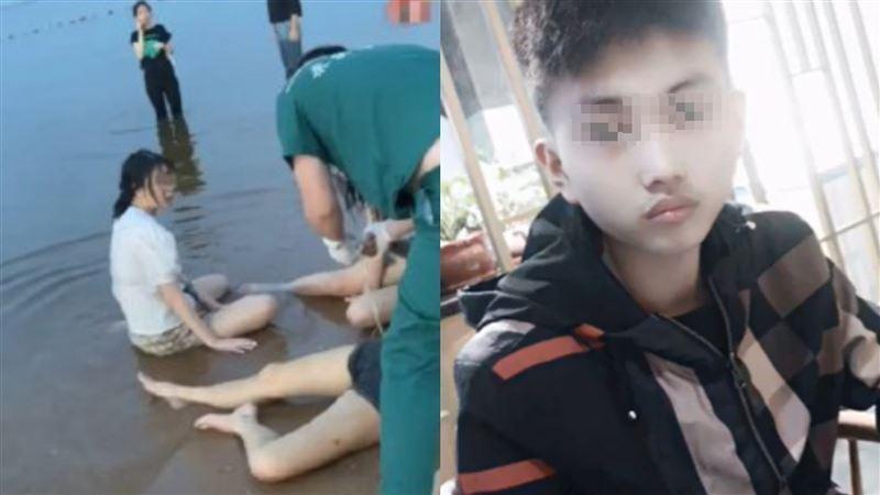 一名17歲少年捨身救下3名落海女子,最後卻不幸溺斃。(翻攝自微博)