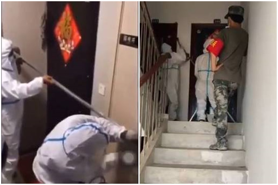 中國疫情復燃，「極端防疫」也再度出現。（翻攝自推特）