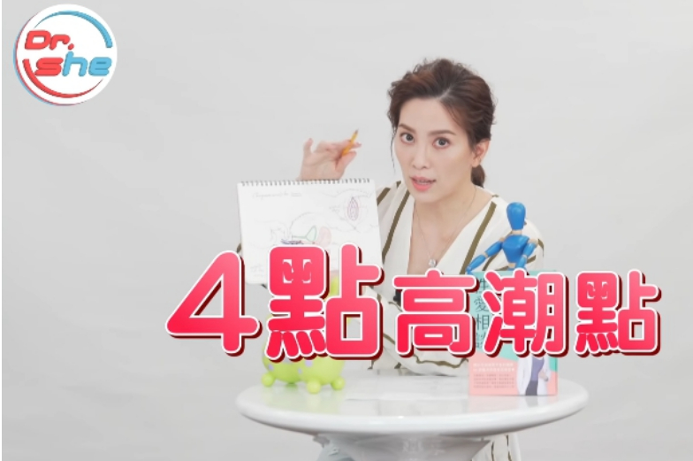 許藍方在節目中教導粉絲女性的四大高潮點，與自己和人夫的鹹濕對話不謀而合。（翻攝Dr.She Youtube）