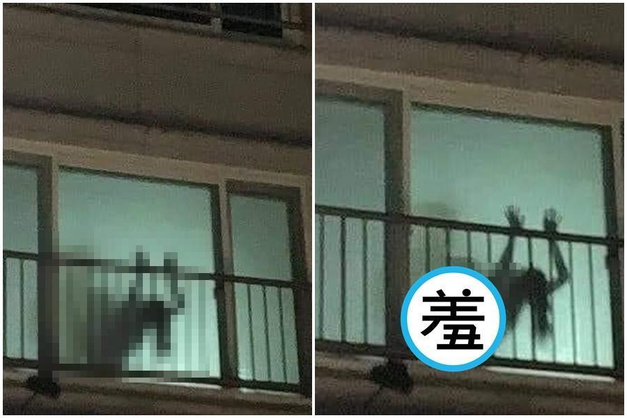 近來臉書瘋傳一對情侶貼窗做愛照片。（翻攝自「爆廢公社公開版」）