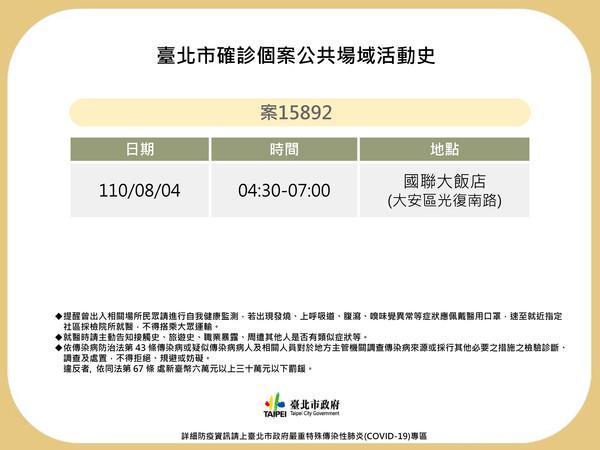 台北市公布確診者足跡。(台北市府提供)