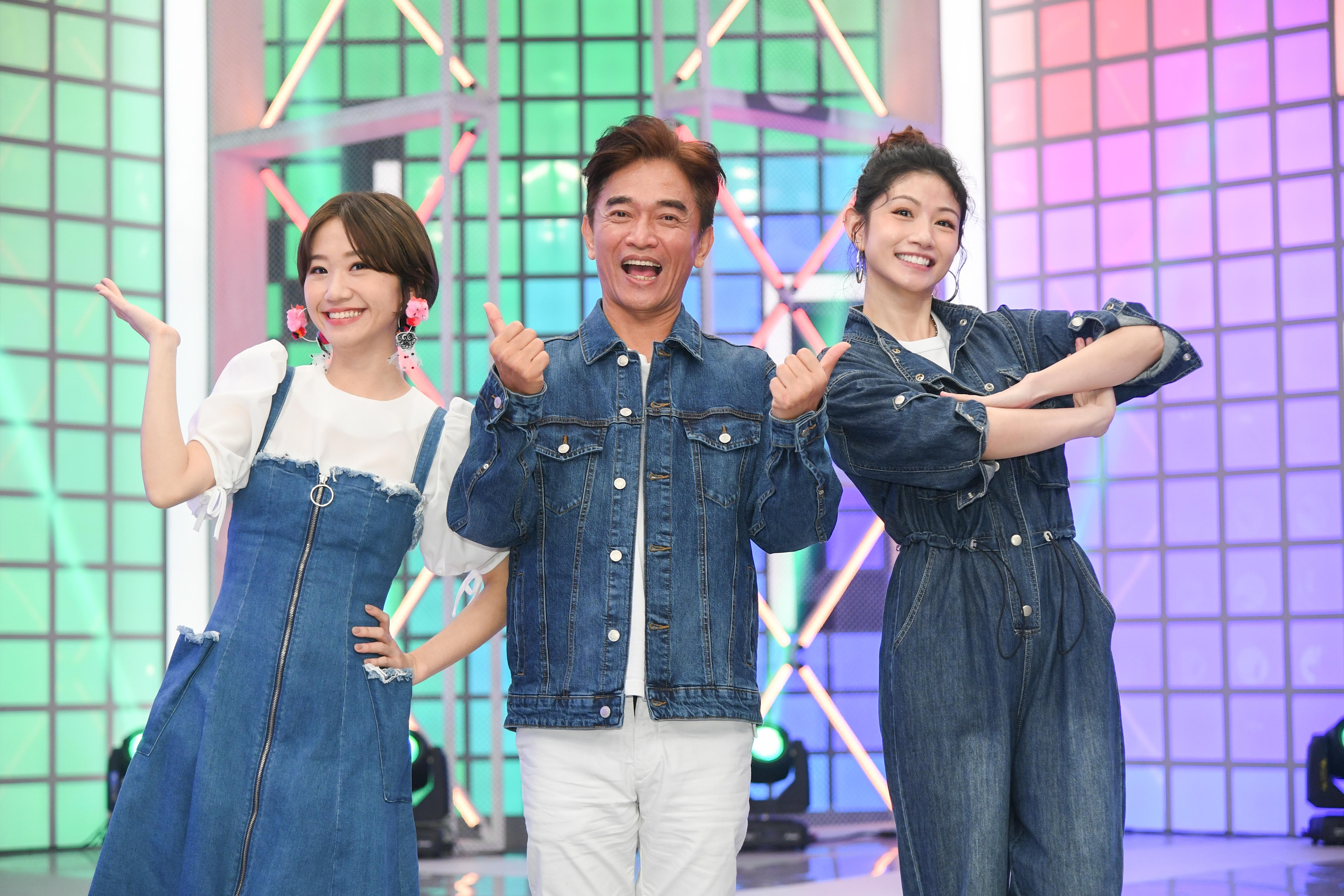 《綜藝大熱門》復工，陳漢典因為請假去拍戲，找來李千那（右）代班。（三立提供）