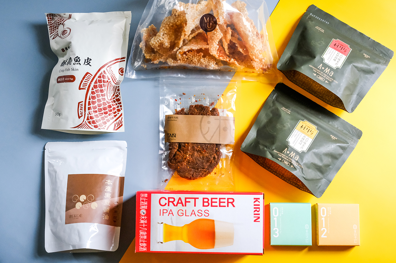 有趣市集的選物品牌「有趣饕貨」集合南北名店組「啤兒鹹鹹萬惡零食組」，於7-11賣貨便線上預購。（有趣饕貨提供）