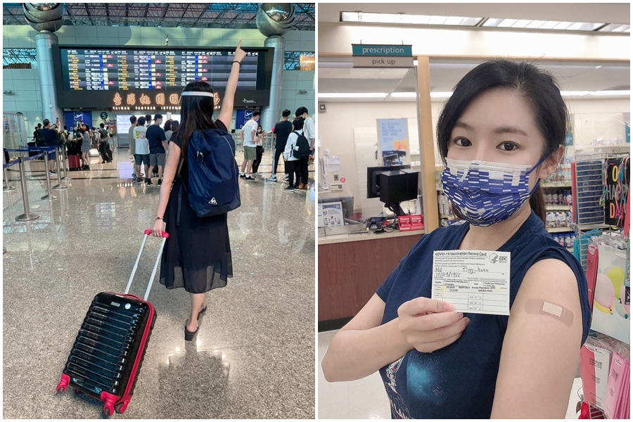 何庭歡分享在美國接種疫苗的初體驗，自曝打了輝瑞後36小時感受不到副作用。（翻攝自何庭歡臉書）