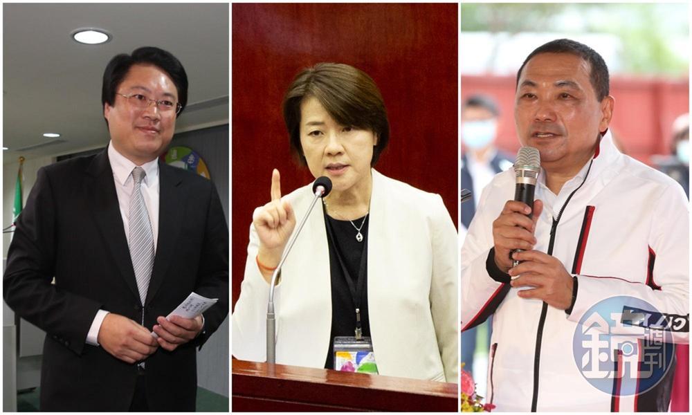 今天新增的12例本土案例中，新北市佔6例（右圖為市長侯友宜）、台北市4例（中圖為副市長黃珊珊）及基隆市2例（左圖為市場林右昌）。（本刊資料照）