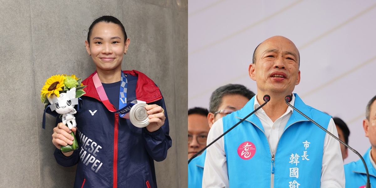 一名韓粉在臉書社團發了一篇韓國瑜（右，本刊資料照）資助戴資穎（左，體育署提供）桌球拍及桌球桌的故事。