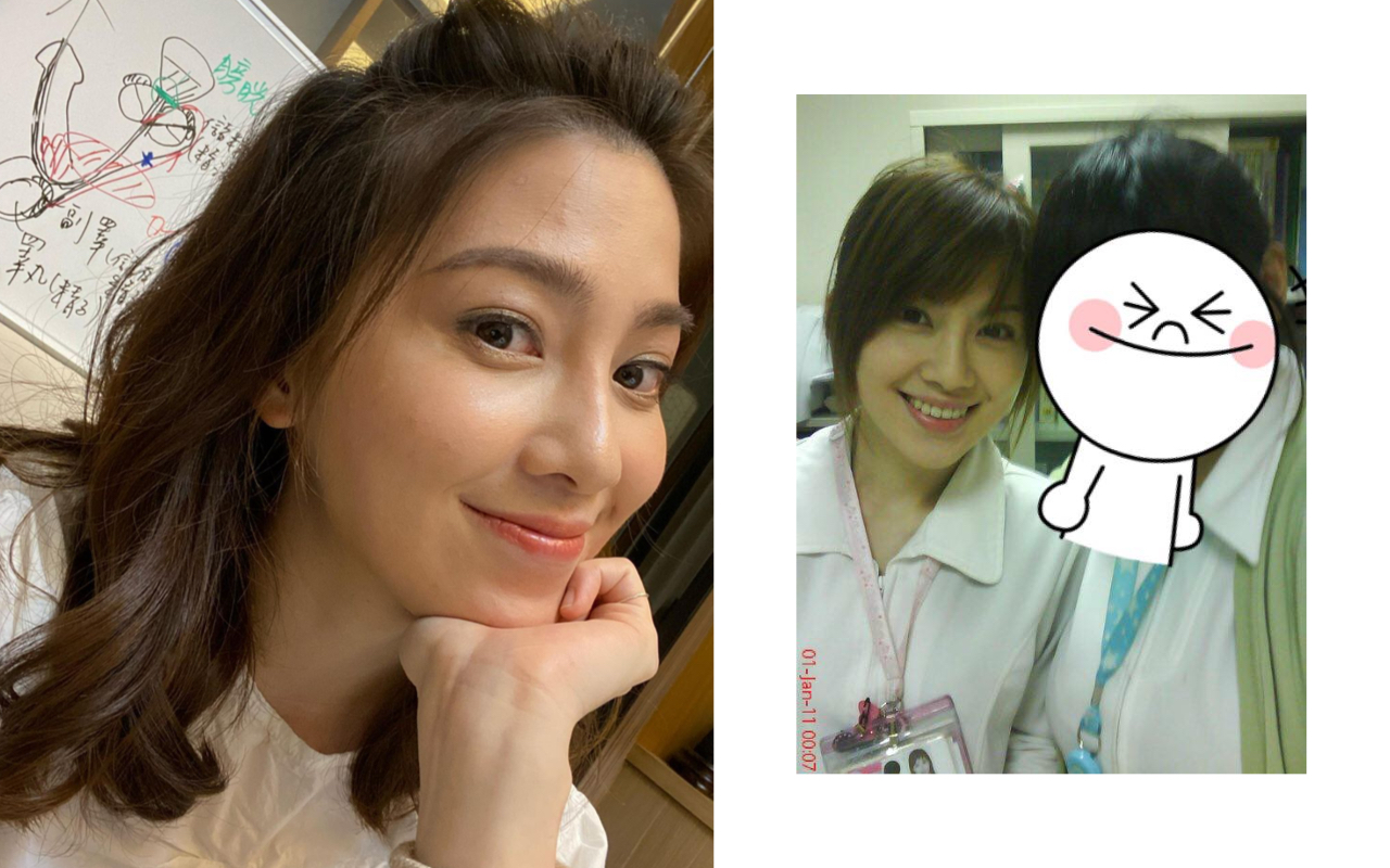 許藍方（左圖）被譽為台灣最美博士，10年前擔任護理師（右圖左）時就很美了！（翻攝自許藍方臉書）