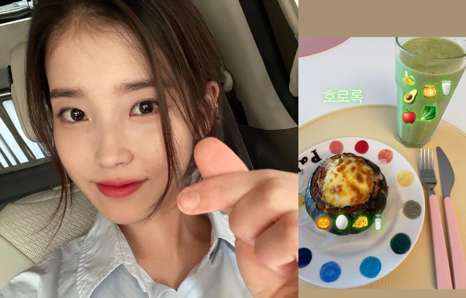 IU在IG限時動態上傳食物照,竟意外拯救了差點倒閉的網路店家。(合成圖片,翻攝IU IG)