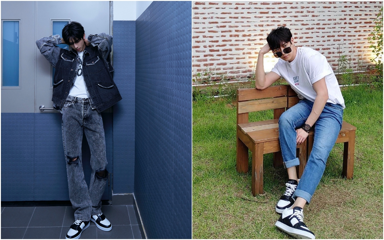 （左起）宋威龍、金永大兩位身高185公分的男星，皆選穿同樣的CT-02中筒運動鞋作為服裝搭配。（CELINE提供）