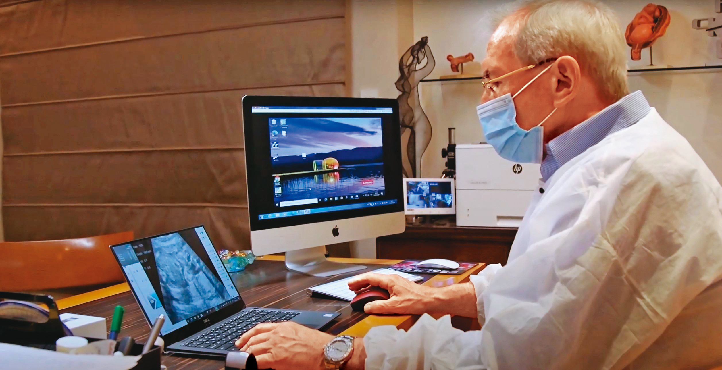 遠距醫療顛覆你的想像。過去,超音波檢查只能在醫療院所操作;現在,醫生透過儀器視訊也能做檢查。(東方IC)