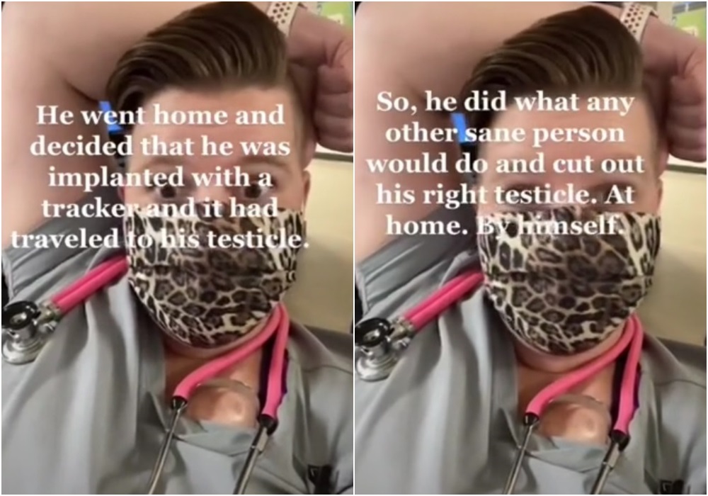 一名護理師分享，該名自宮的男病患割睪丸的經過。（翻攝j8kfrmst8frm的TikTok）