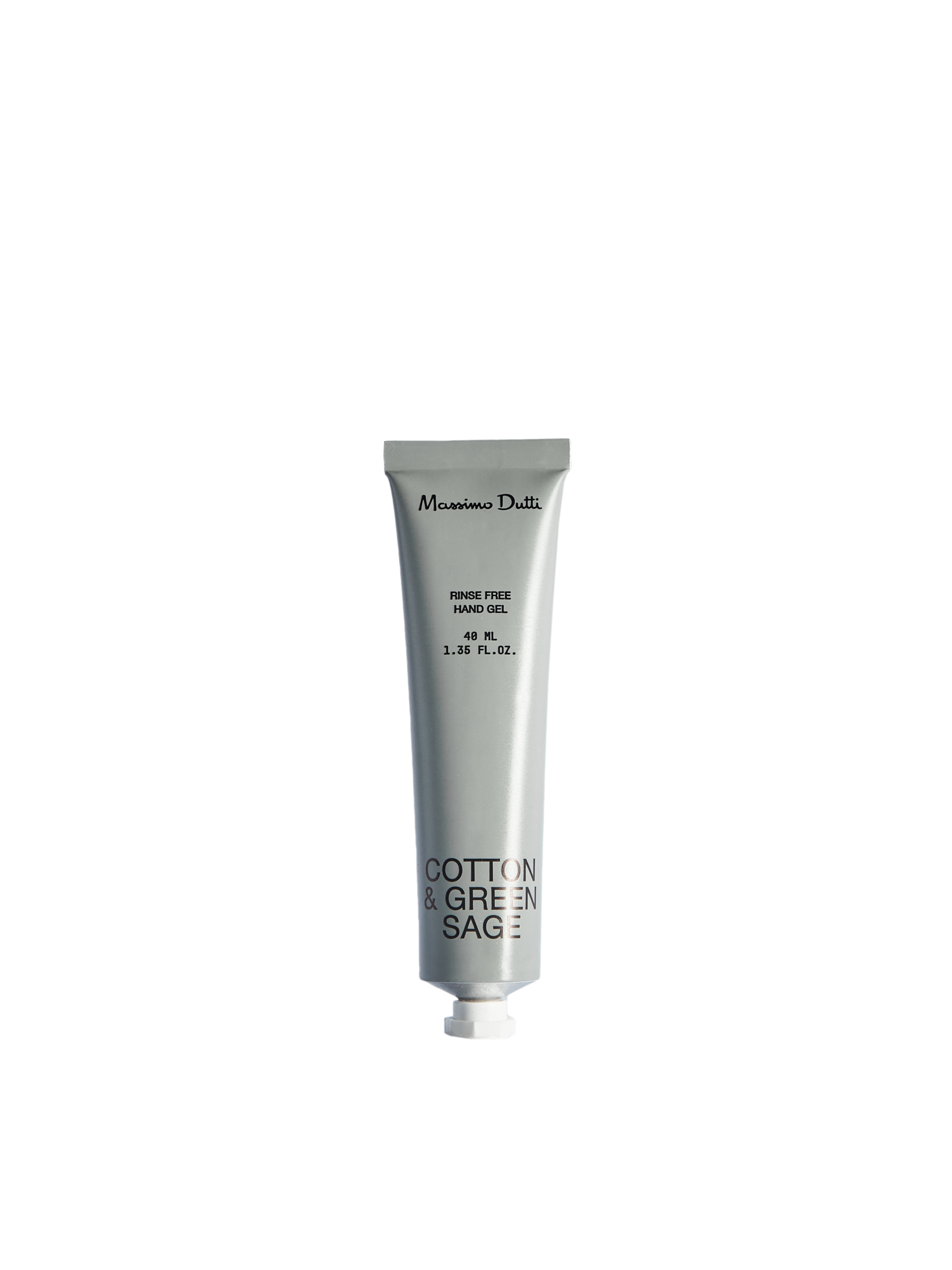 金屬管身白色瓶蓋乾洗手40ml NT$390 Massimo Dutti。（Massimo Dutti提供）