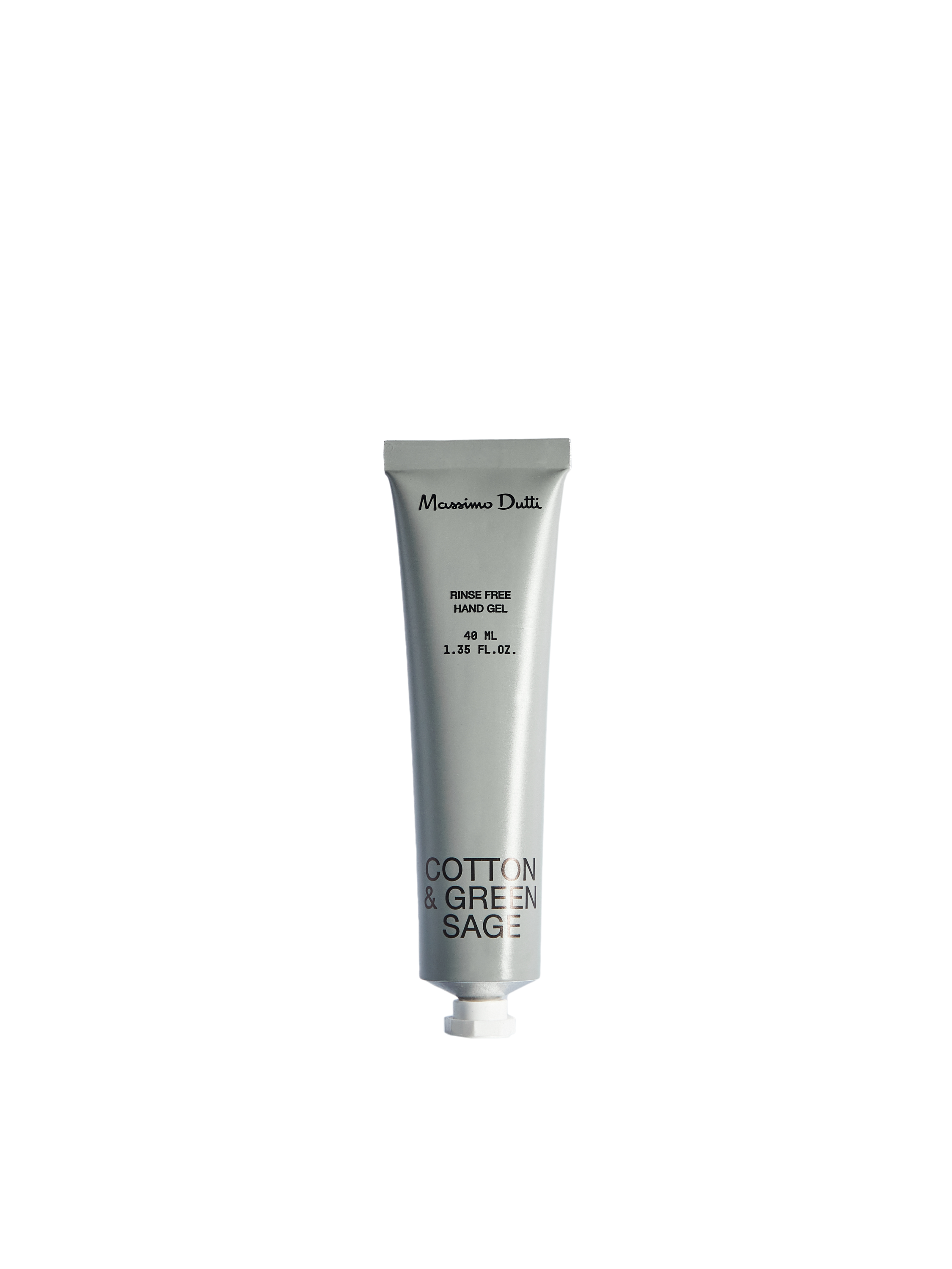 金屬管身白色瓶蓋乾洗手40ml NT$390 Massimo Dutti。（Massimo Dutti提供）