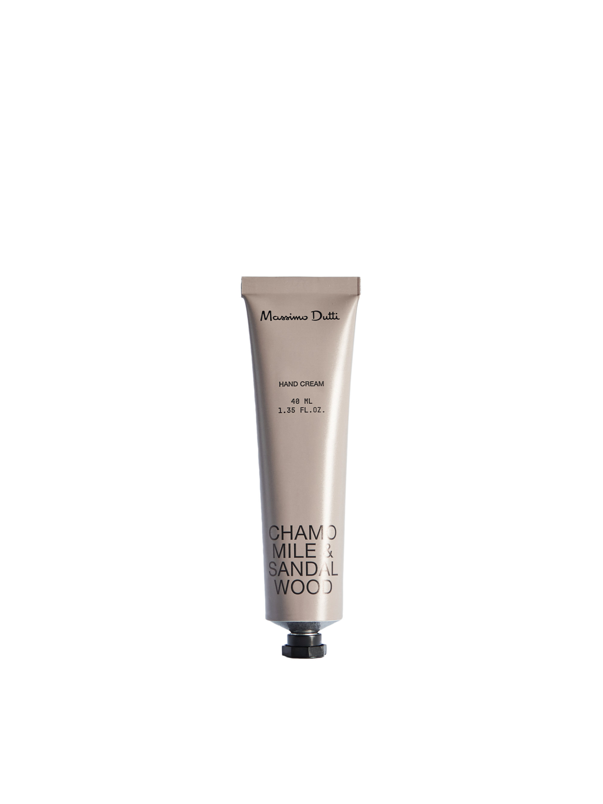 金屬管身黑色瓶蓋護手霜40ml NT$390 Massimo Dutti。（Massimo Dutti提供）