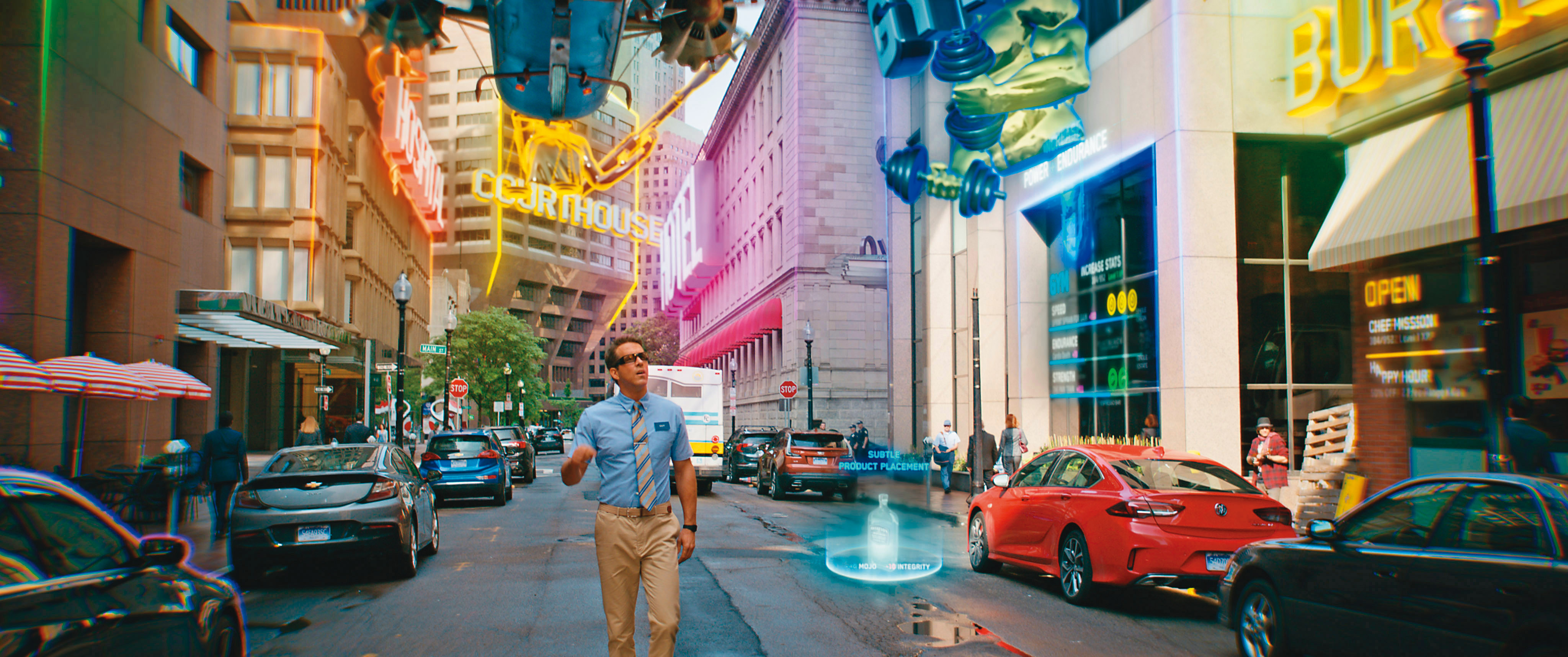 《脫稿玩家》在真實與虛擬世界切換，遊戲設計毫不馬虎，甚至對超級英雄也給出重新定義。（二十世紀影業提供）