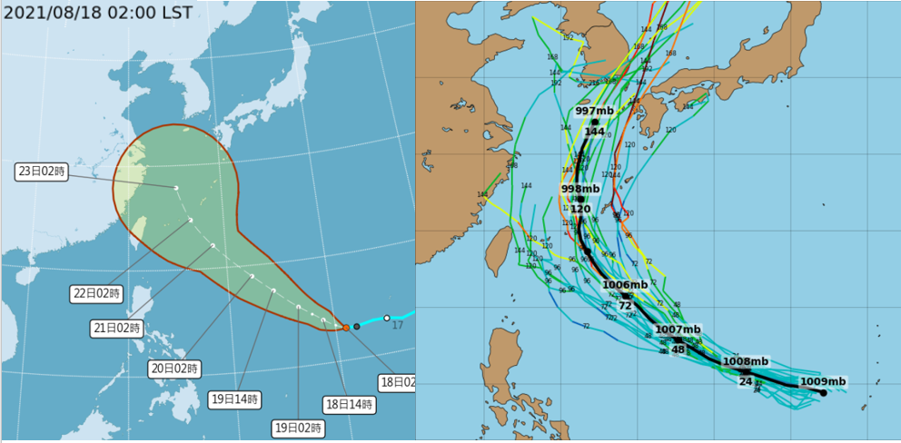 熱帶低壓通過關島，預測向西北西轉西北，將在琉球附近迴轉。（翻攝自「三立準氣象．老大洩天機」專欄）