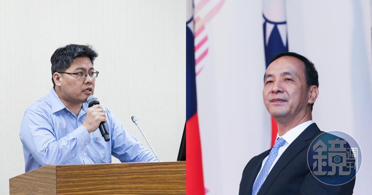 時代力量立委邱顯智（左）反嗆國民黨主席參選人朱立倫的「沒有1949的國民黨，就沒有今日的台灣」言論。（本刊資料照）