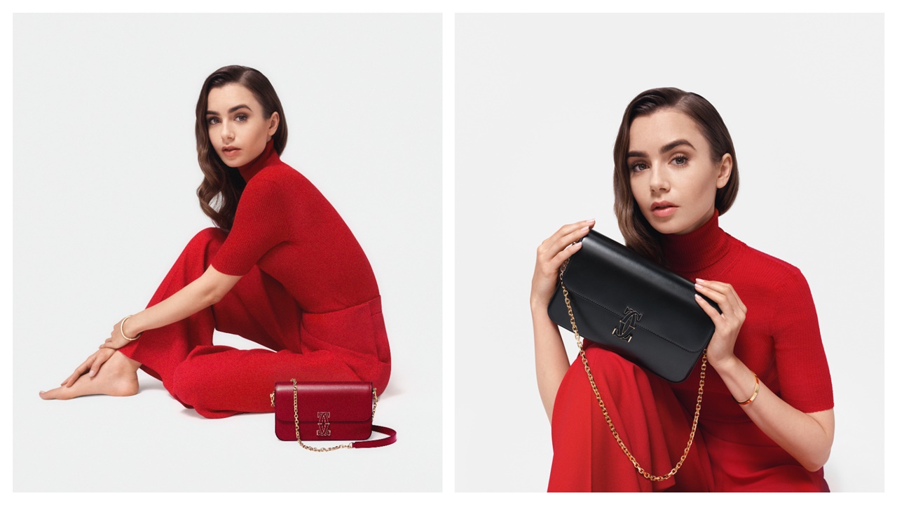 Lily Collins成為Cartier Clash [Un]limited珠寶系列及Double C de Cartier肩揹包的形象大使。（Cartier提供）