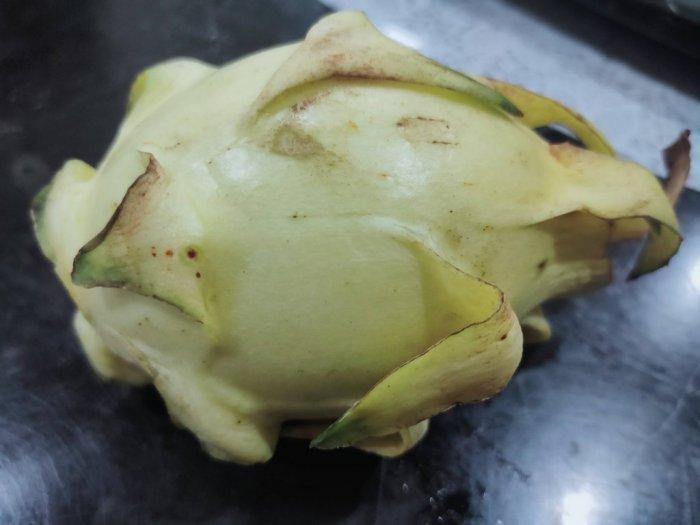 網友買了一顆35元的黃色火龍果，切開後卻讓他意想不到。（翻攝自Dcard）