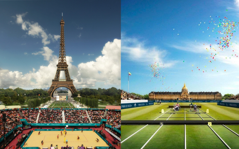 艾菲爾鐵塔前方的耶拿橋，將成為鐵人三項、公開水域游泳的比賽場地。（翻攝自Paris 2024）