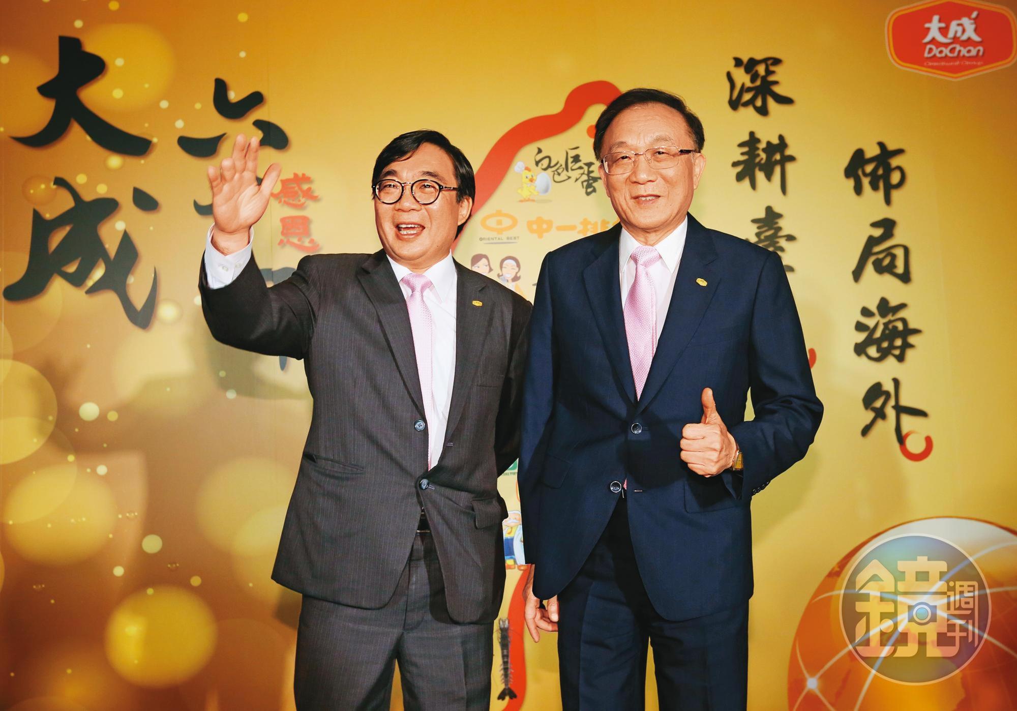 6年前,大成長城董事長韓家宇(右)就嗅到植物肉商機,希望藉此一圓其進軍全球肉品市場的夢想。