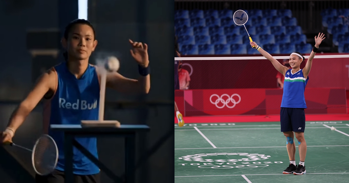 戴資穎挑戰用1顆羽球滅5根蠟燭成功，神技讓球迷驚呼太帥了。（翻攝自戴資穎臉書、體育署提供）