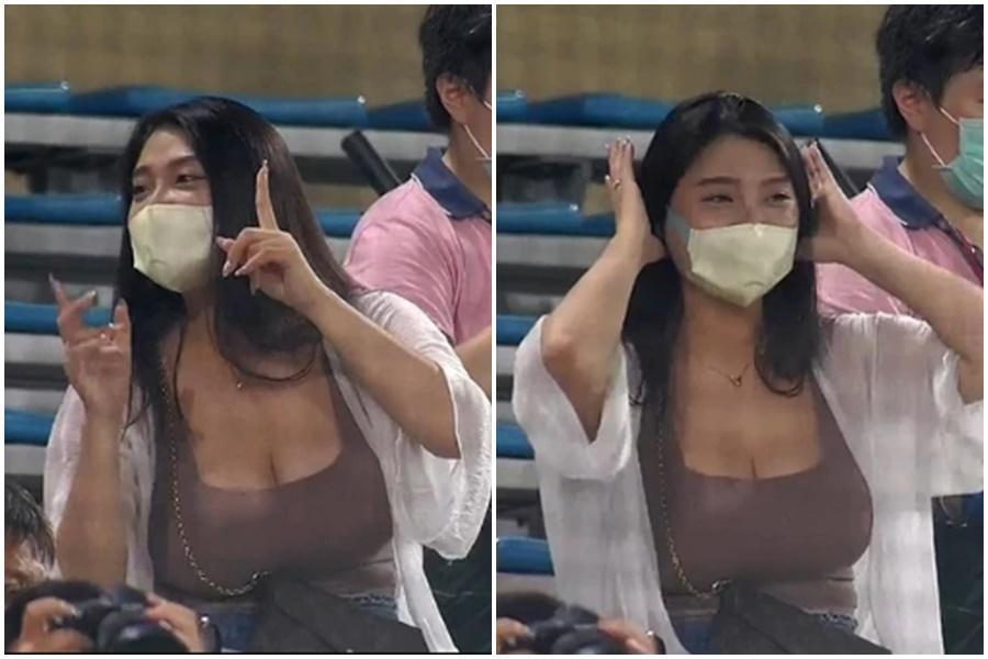 董秉軒昨在場上打出生涯第2支全壘打,導播卻把整整6秒畫面獻給一旁觀眾席的正妹身上。(翻攝自神貓偵探社)