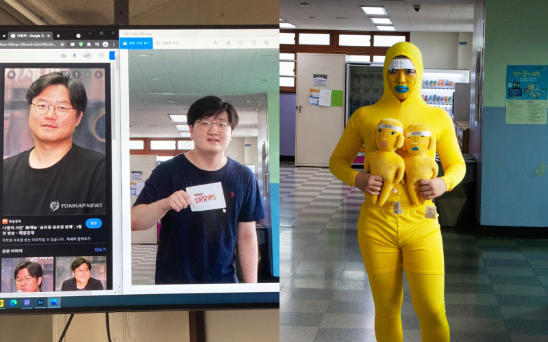 韓國「議政府高中」每年都以創意變裝拍攝畢業照引發話題。（翻攝自「議政府高中（의정부고등학교 학생자치회）FB」）