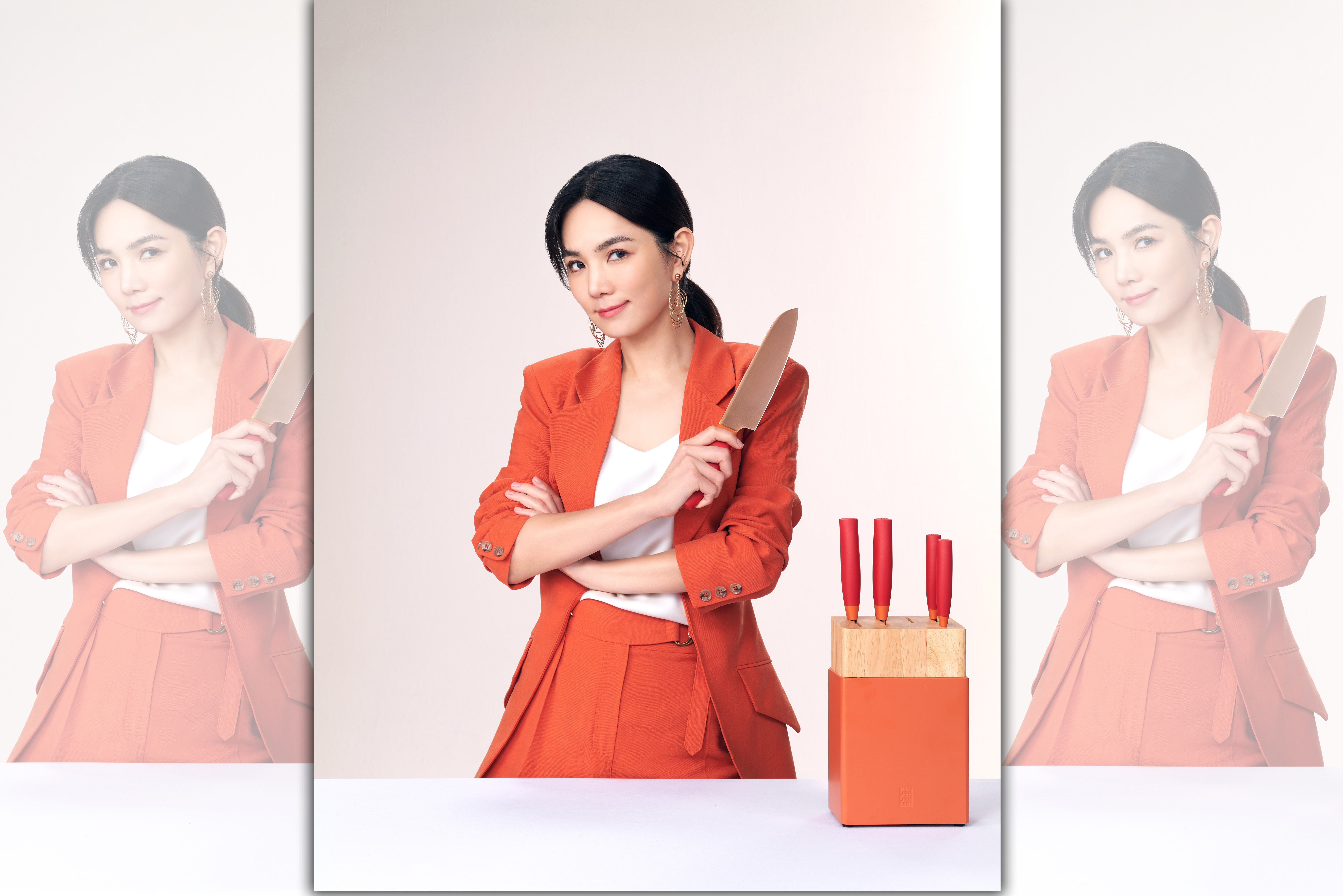 「Ella」陳嘉樺接下廚具代言，笑曝磨刀時老公講話都會變客氣。（圖／德國雙人提供）