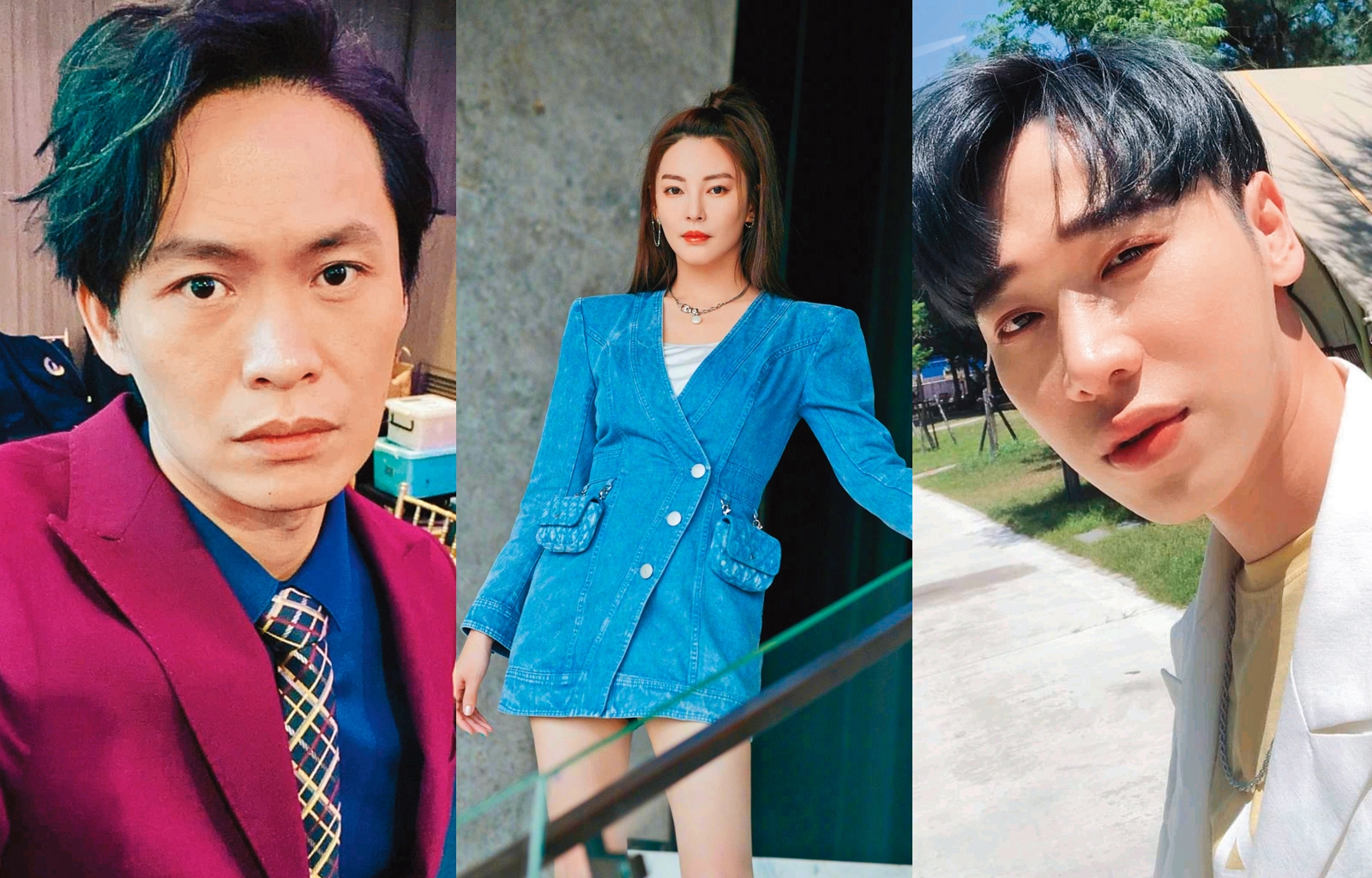 黃鐙輝（左起）、張雨綺、小賴星夢都曾遭經紀人打槍。（翻攝黃鐙輝臉書、張雨綺微博、小賴臉書）