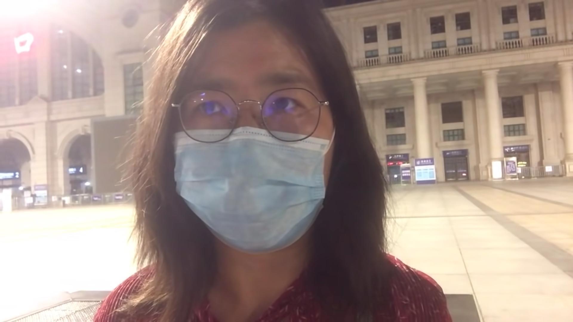 中國公民記者張展深入武漢紀錄疫情,卻被當局判處4年徒刑。(翻攝自張展YouTube)