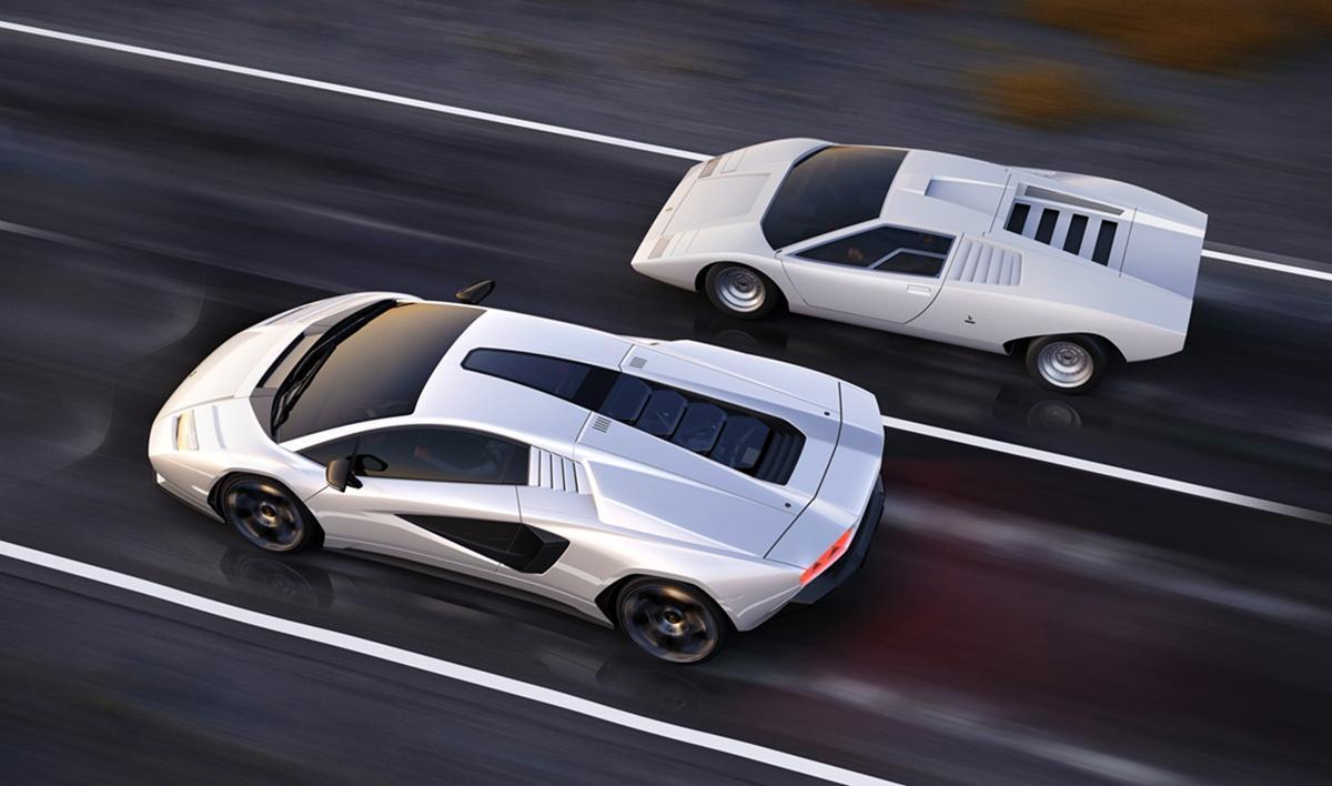 全新的車款被命名為「Countach LPI 800-4」（下），外觀上充滿了未來感風格。純粹的線條、V12 的後縱向位置以及標誌性的剪刀門，其全新設計以更銳利的邊緣進行重新描繪，使其在放眼未來的同時，也絲毫不乏辨識度。