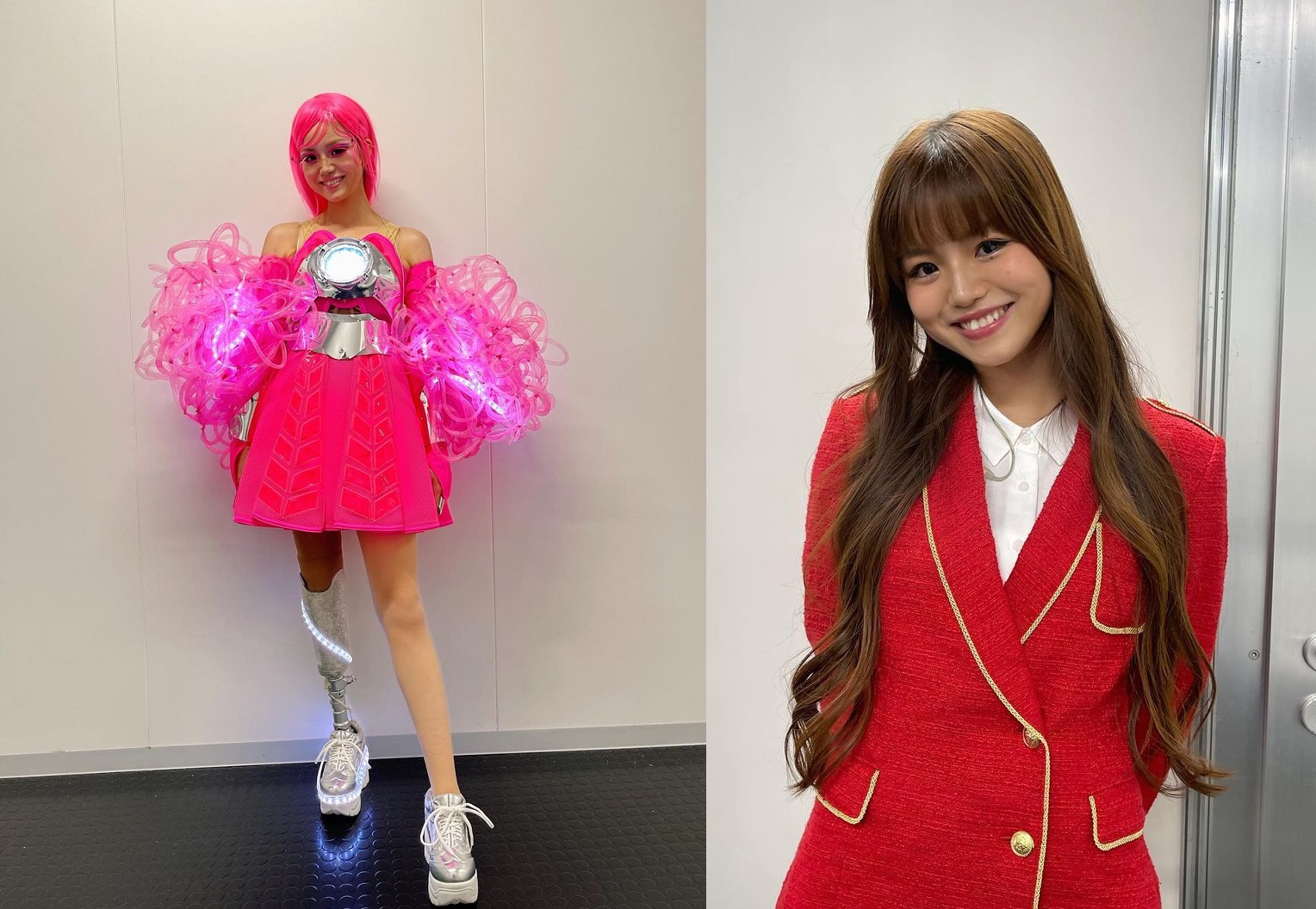 義肢模特兒海音昨登上帕運開幕典禮演出（左圖），先前她也在東京奧運閉幕典禮亮相。（翻攝自海音Instagram）