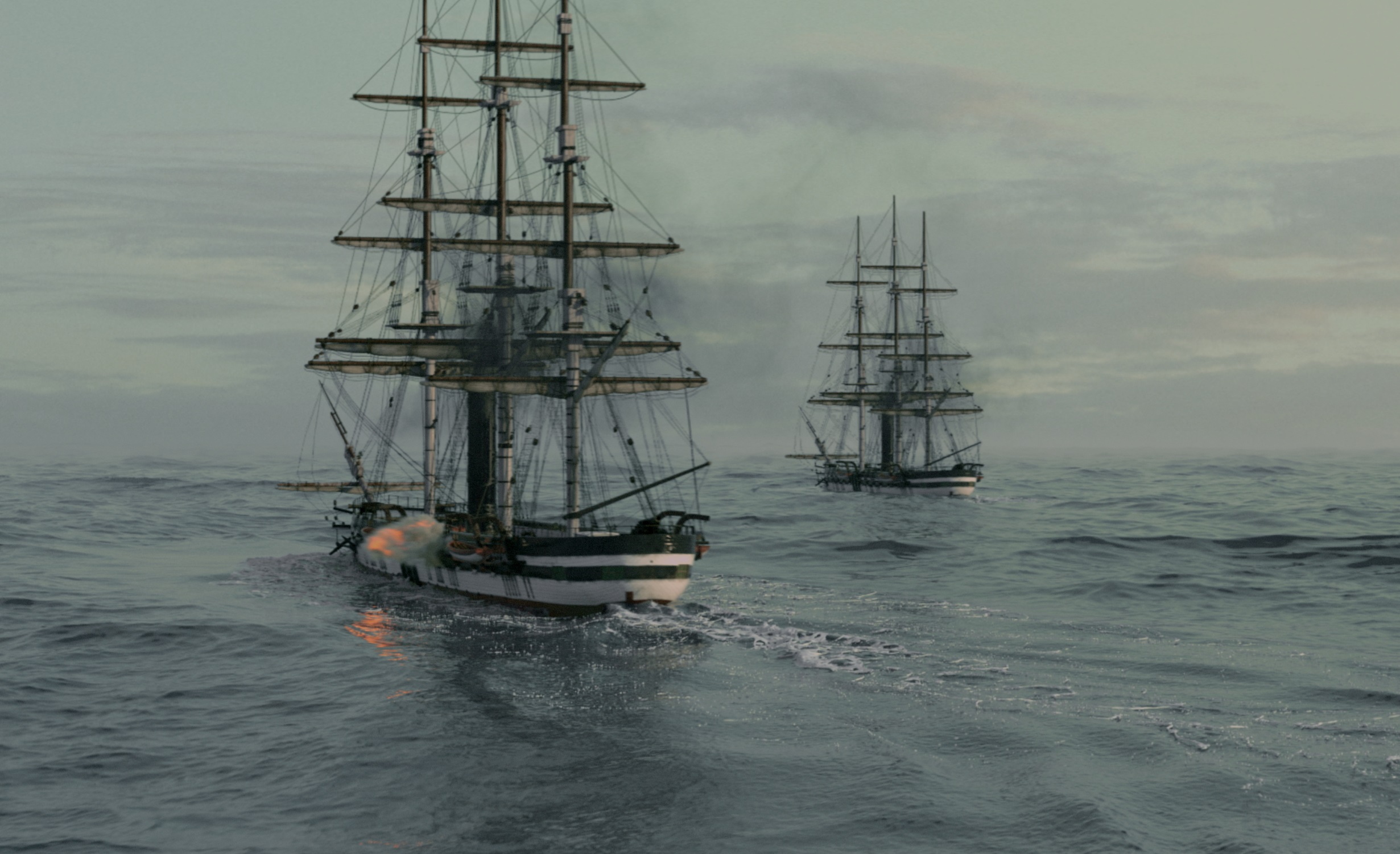 曹瑞原曾計畫打造一艘軍艦，礙於預算有限，改以電腦動畫製作。（公視提供）