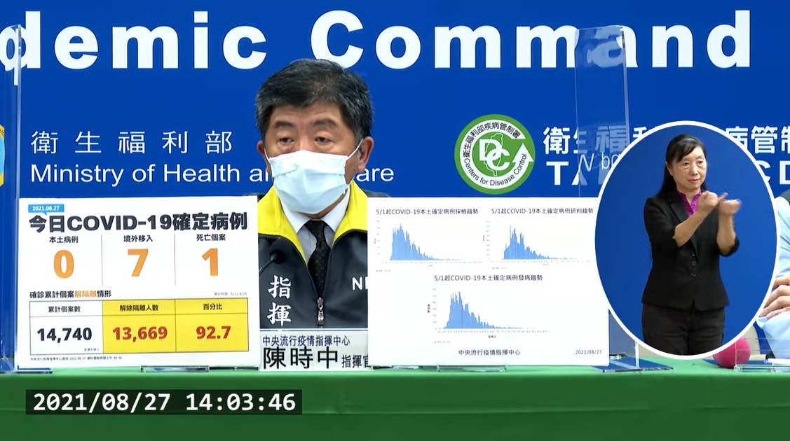 指揮官陳時中說明國內疫情現況。（翻攝自疾管署YouTube）