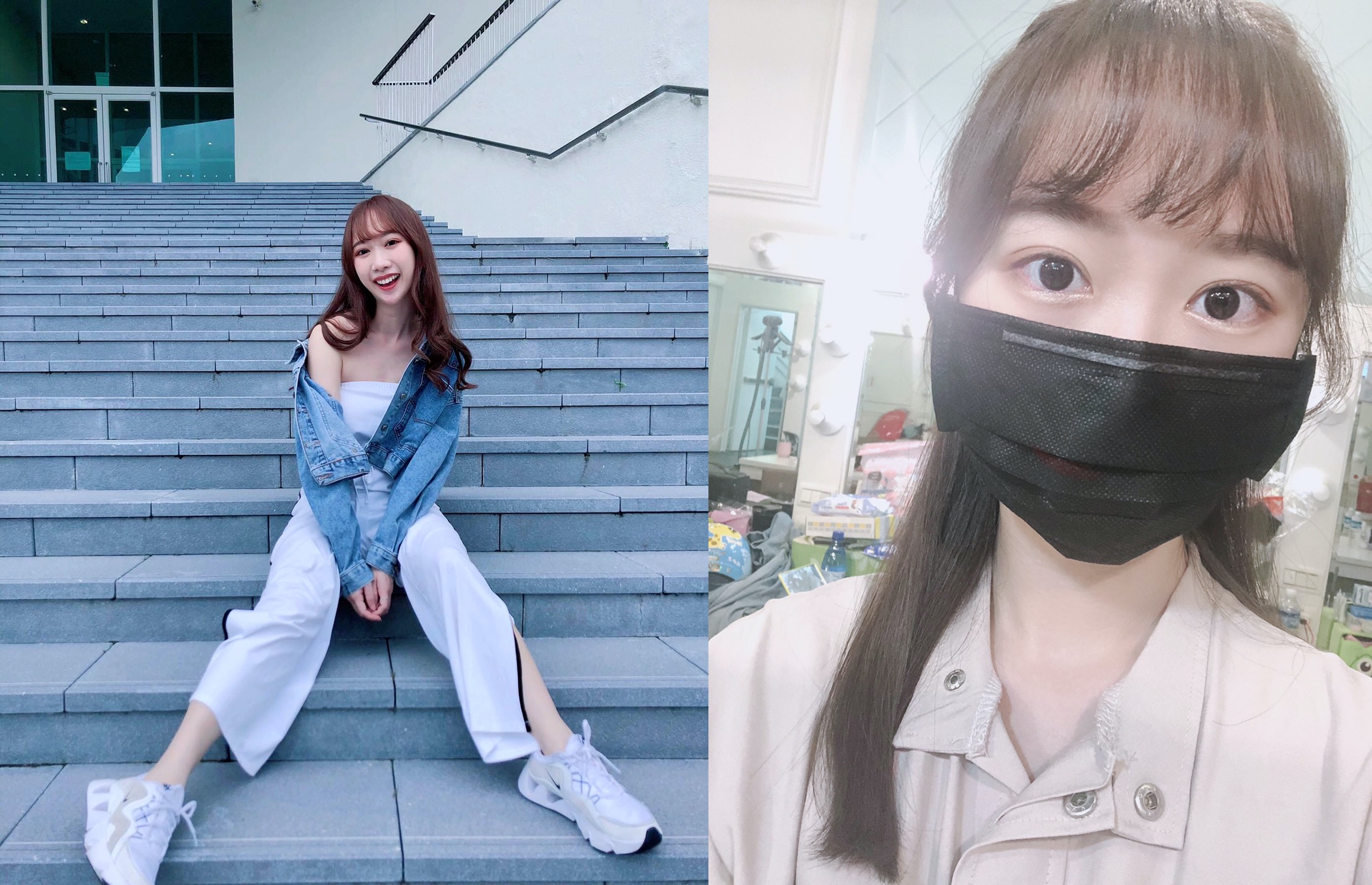  24歲的謝寶萱在韓式餐廳打工戴口罩遮住大半張臉，仍被欣賞她的阿姨說要介紹兒子給她認識。（伊林提供）